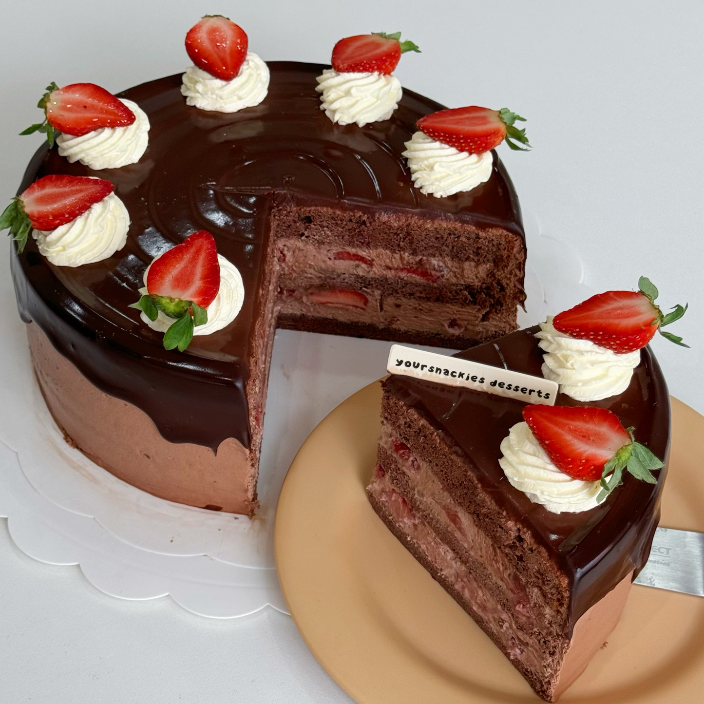 Dark Chocolate Strawberry Cake