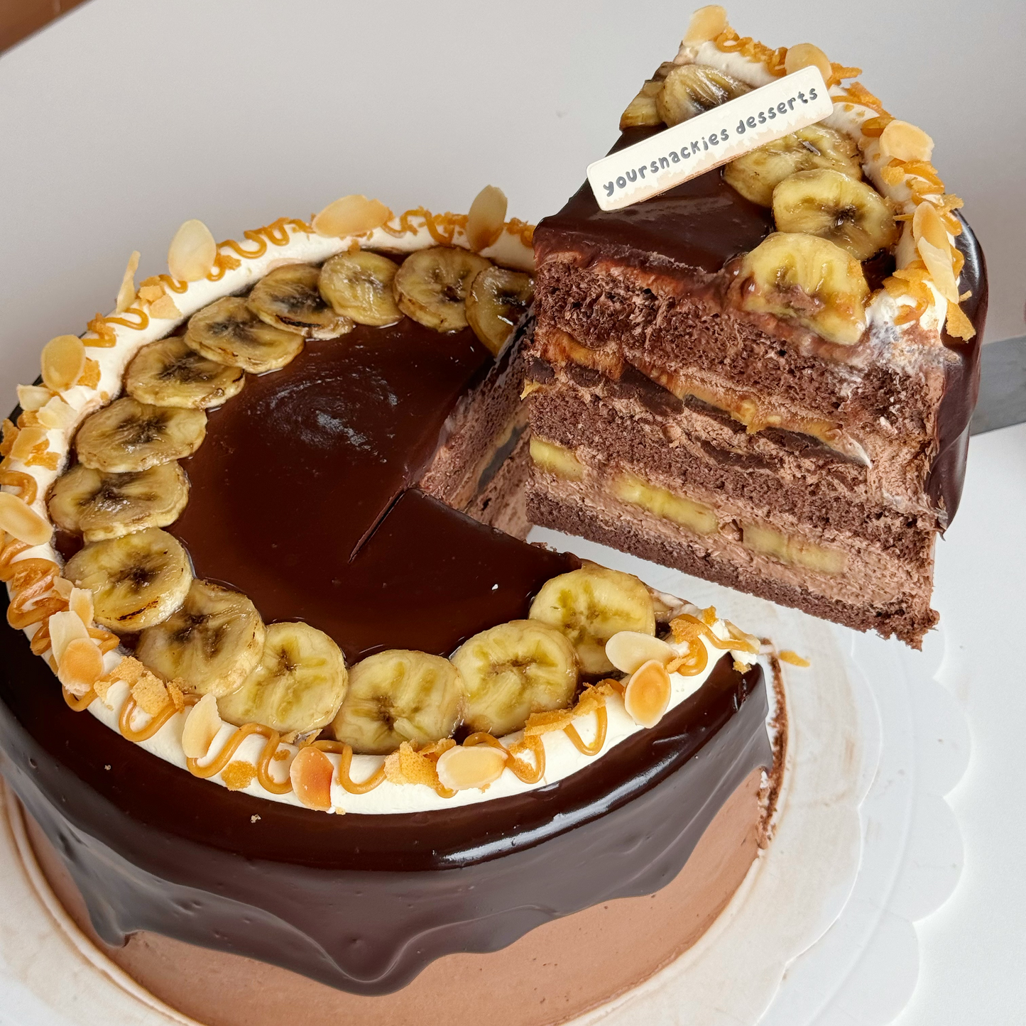 Peanut Butter Dark Chocolate Banana Cake